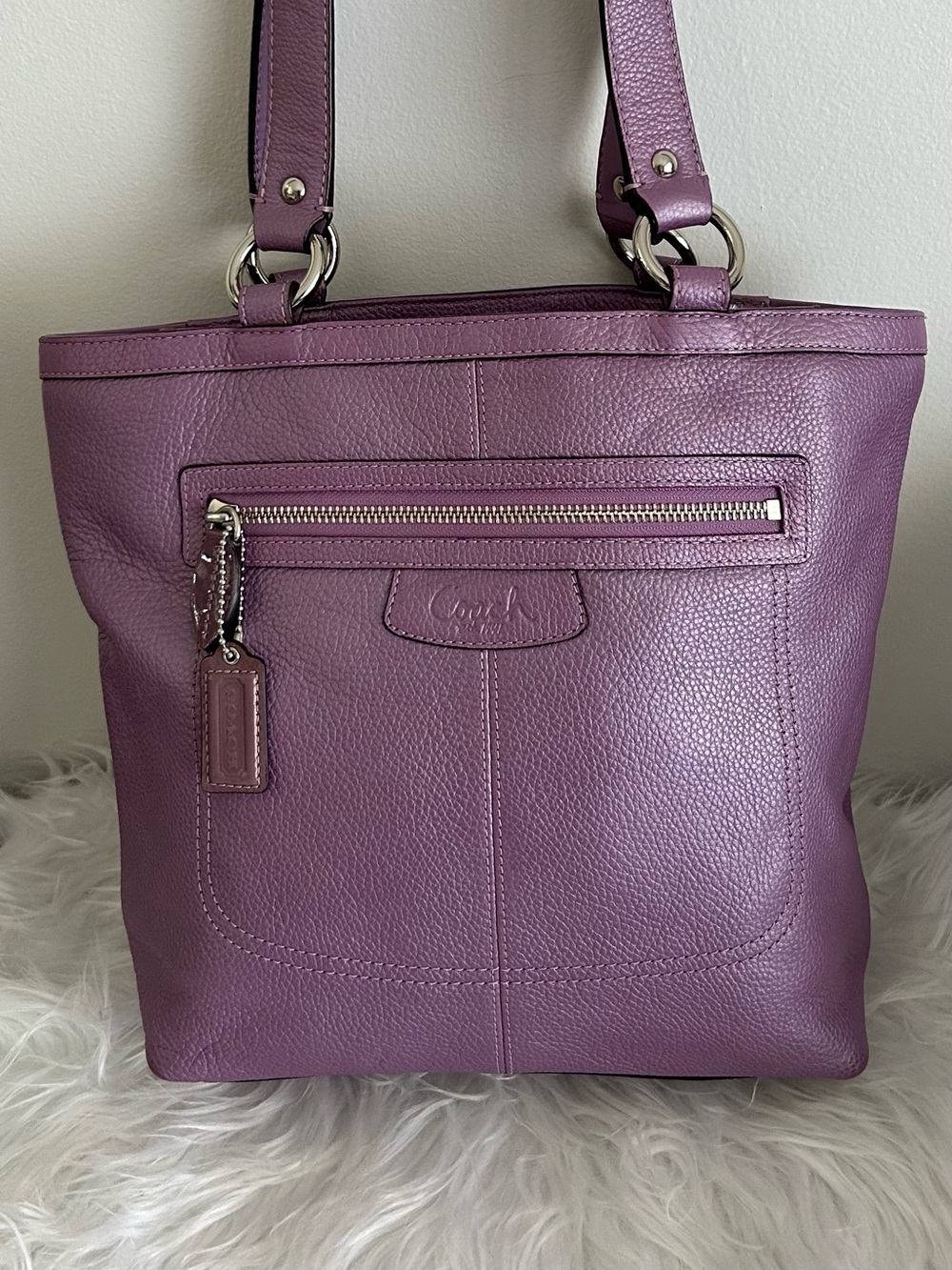 Coach Penelope Leather Tote Shoulder Bag Crossbody Lavender F14683 - Picture 10 of 15